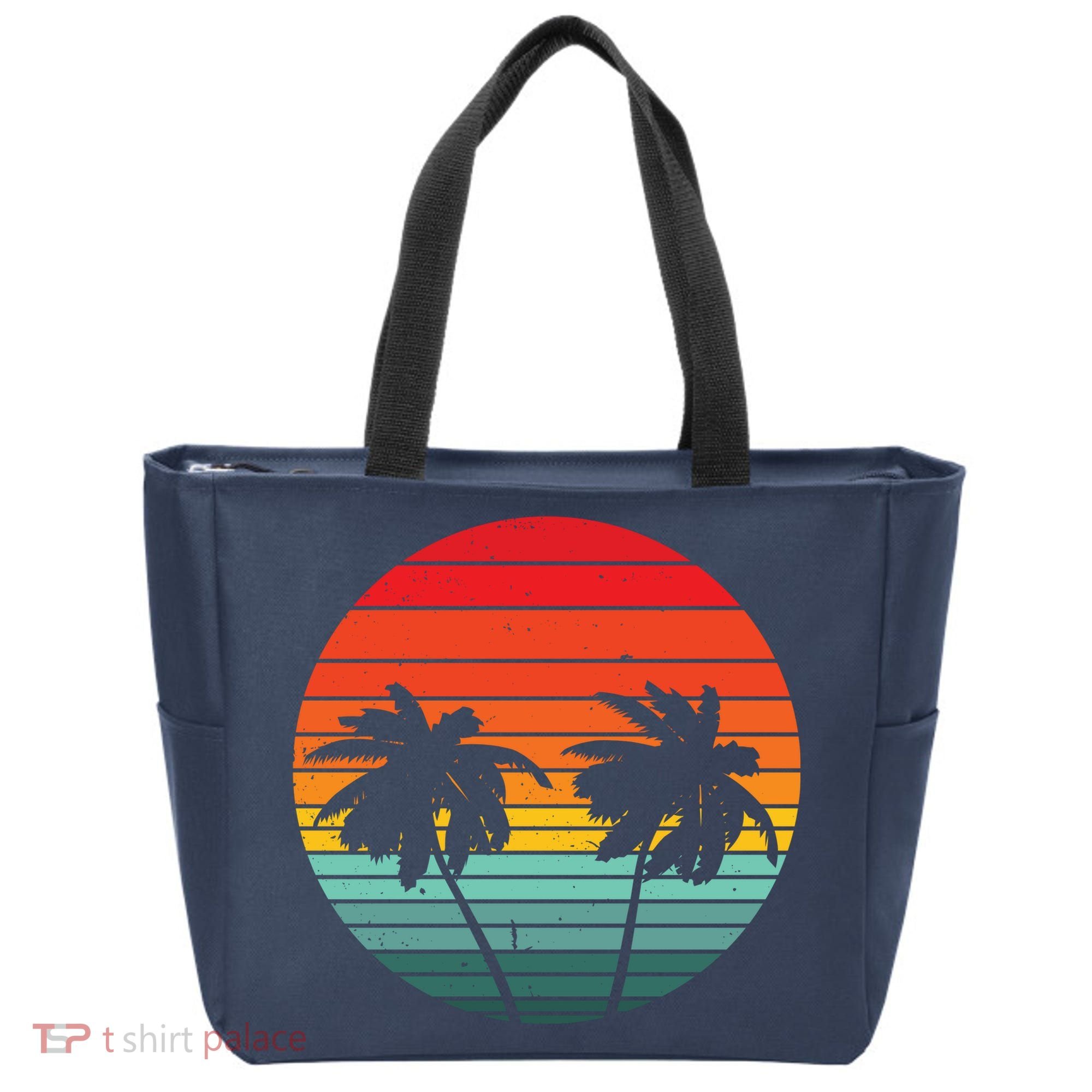 Summer Retro Tropical Sunset Tote Bag