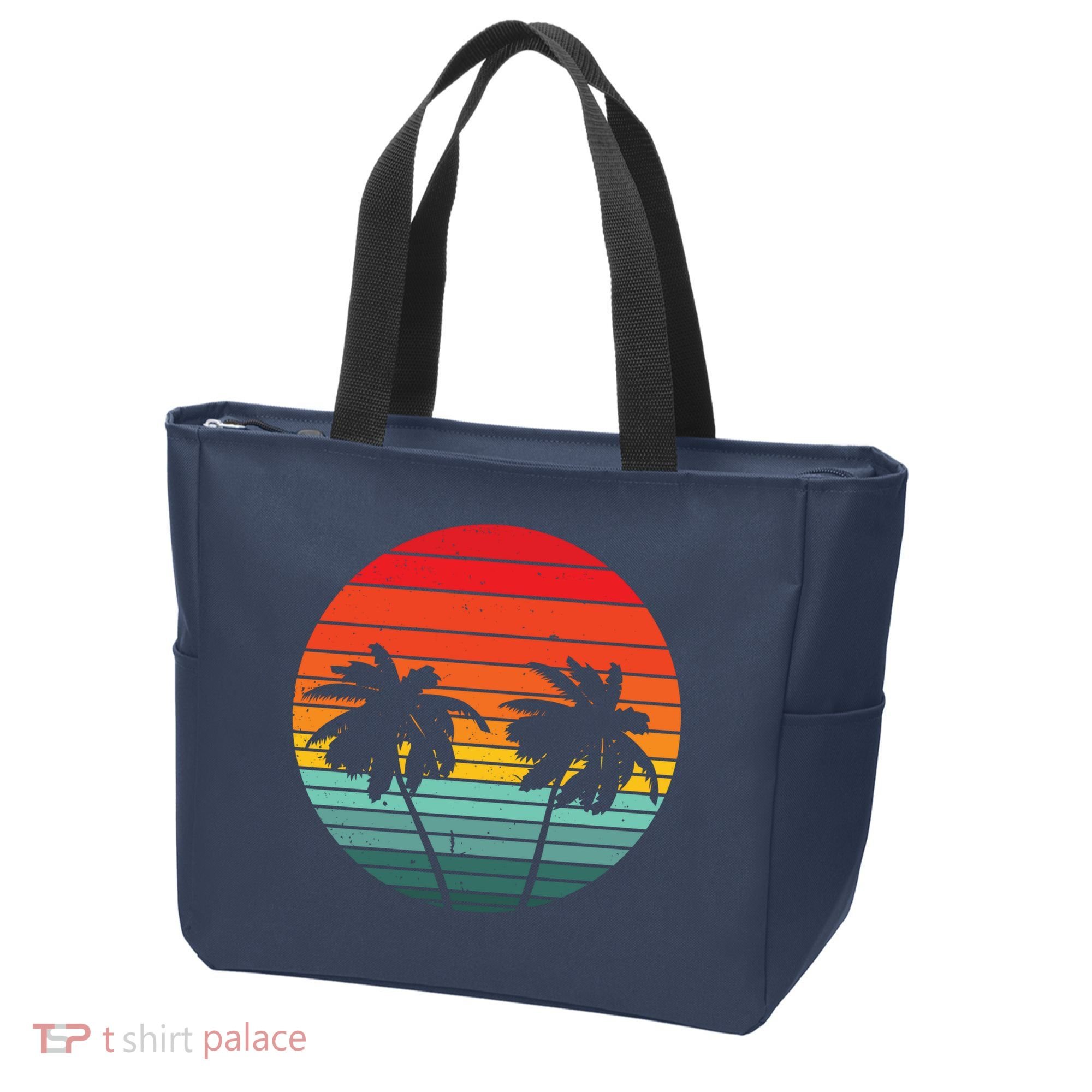 Summer Retro Tropical Sunset Tote Bag