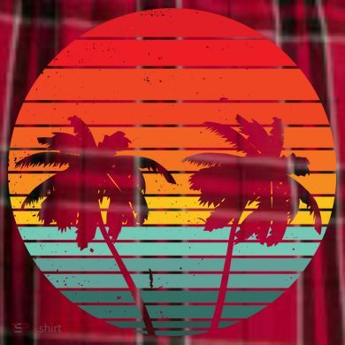 Summer Retro Tropical Sunset Women's Flannel Plaid Pajama Pants