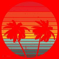 Summer Retro Tropical Sunset Santa Hat thumb 1