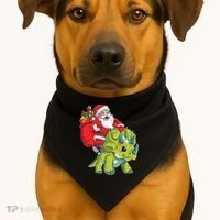 Santa Riding Triceratops Dinosaur Christmas Boys Xmas Squad USA-Made Doggie Bandana thumb 1