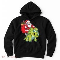 Santa Riding Triceratops Dinosaur Christmas Boys Xmas Squad Hoodie thumb 0