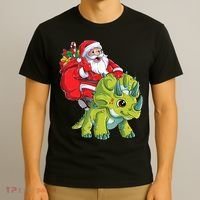 Santa Riding Triceratops Dinosaur Christmas Boys Xmas Squad T-Shirt thumb 3
