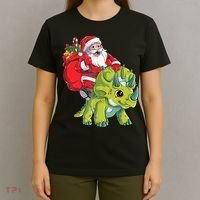 Santa Riding Triceratops Dinosaur Christmas Boys Xmas Squad T-Shirt thumb 4