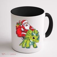 Santa Riding Triceratops Dinosaur Christmas Boys Xmas Squad Coffee Mug thumb 1