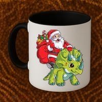 Santa Riding Triceratops Dinosaur Christmas Boys Xmas Squad Coffee Mug thumb 2