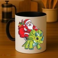 Santa Riding Triceratops Dinosaur Christmas Boys Xmas Squad Coffee Mug thumb 4