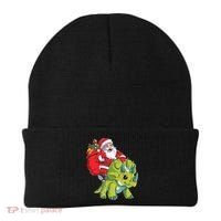 Santa Riding Triceratops Dinosaur Christmas Boys Xmas Squad Beanie thumb 0