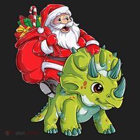 Santa Riding Triceratops Dinosaur Christmas Boys Xmas Squad Beanie thumb 2