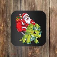 Santa Riding Triceratops Dinosaur Christmas Boys Xmas Squad Coaster thumb 0