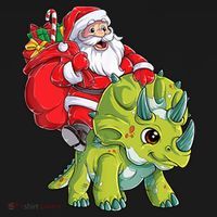 Santa Riding Triceratops Dinosaur Christmas Boys Xmas Squad Women's Hoodie thumb 2