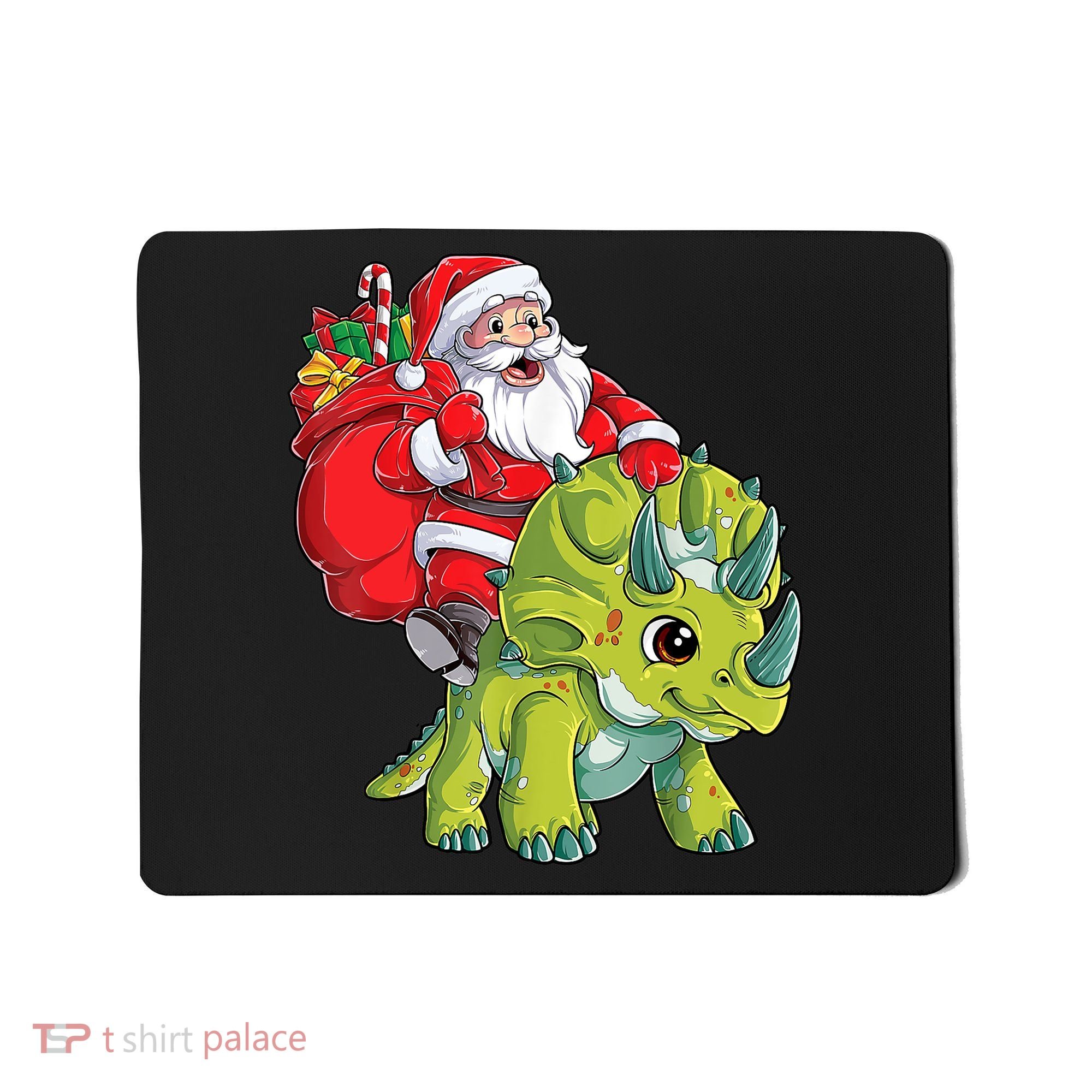 Santa Riding Triceratops Dinosaur Christmas Boys Xmas Squad Mousepad
