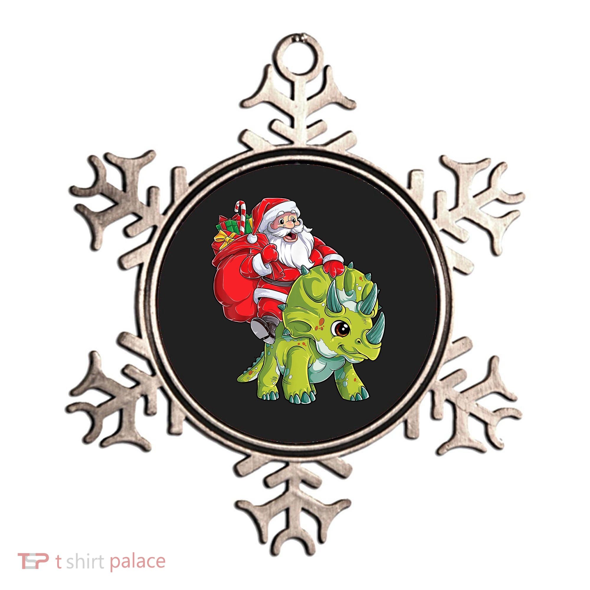 Santa Riding Triceratops Dinosaur Christmas Boys Xmas Squad Ornament