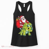 Santa Riding Triceratops Dinosaur Christmas Boys Xmas Squad Women's Tank Top thumb 0