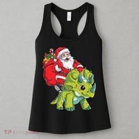 Santa Riding Triceratops Dinosaur Christmas Boys Xmas Squad Women's Tank Top thumb 3