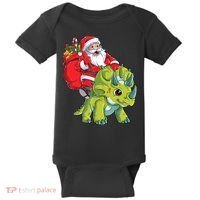 Santa Riding Triceratops Dinosaur Christmas Boys Xmas Squad Baby Bodysuit thumb 0