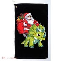 Santa Riding Triceratops Dinosaur Christmas Boys Xmas Squad Golf Towel thumb 0