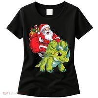 Santa Riding Triceratops Dinosaur Christmas Boys Xmas Squad Women's T-Shirt thumb 0
