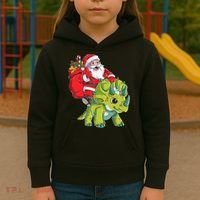 Santa Riding Triceratops Dinosaur Christmas Boys Xmas Squad Kids Hoodie thumb 3
