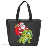 Santa Riding Triceratops Dinosaur Christmas Boys Xmas Squad Tote Bag thumb 0