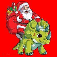 Santa Riding Triceratops Dinosaur Christmas Boys Xmas Squad Santa Hat thumb 1