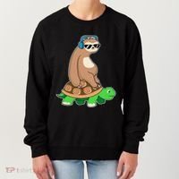 Sloth Riding Turtle Lazy Sloth Gift Women's Sweatshirt thumb 0