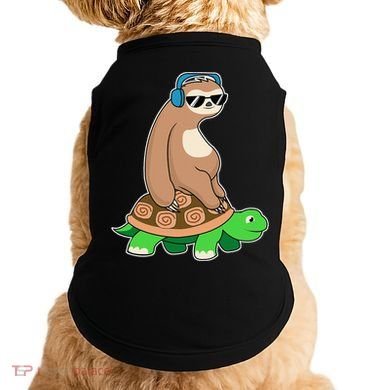 Sloth Riding Turtle Lazy Sloth Gift Doggie Tank