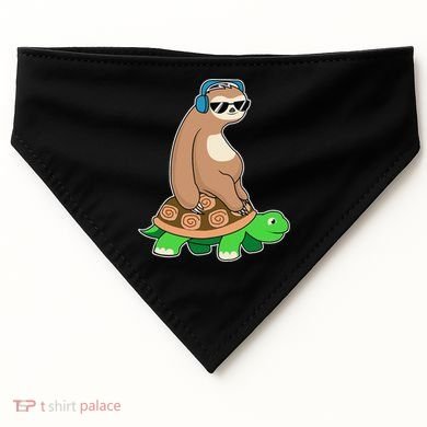 Sloth Riding Turtle Lazy Sloth Gift USA-Made Doggie Bandana