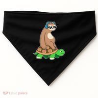 Sloth Riding Turtle Lazy Sloth Gift USA-Made Doggie Bandana thumb 0