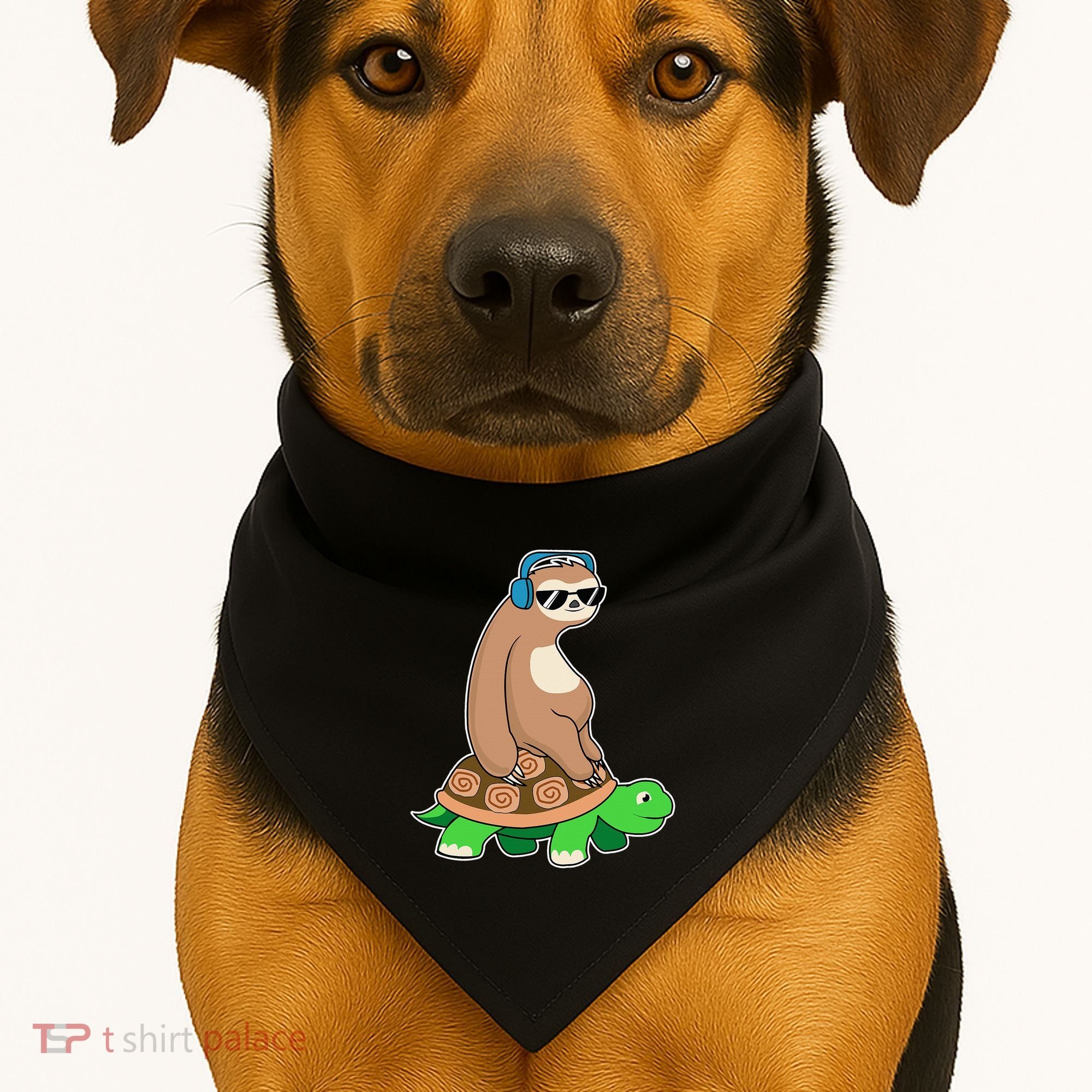 Sloth Riding Turtle Lazy Sloth Gift USA-Made Doggie Bandana