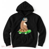 Sloth Riding Turtle Lazy Sloth Gift Hoodie thumb 0