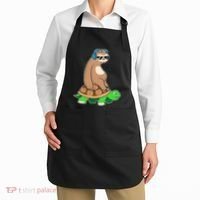 Sloth Riding Turtle Lazy Sloth Gift Apron thumb 2