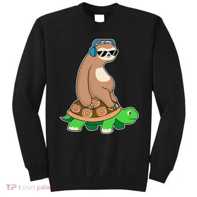Sloth Riding Turtle Lazy Sloth Gift Sweatshirt