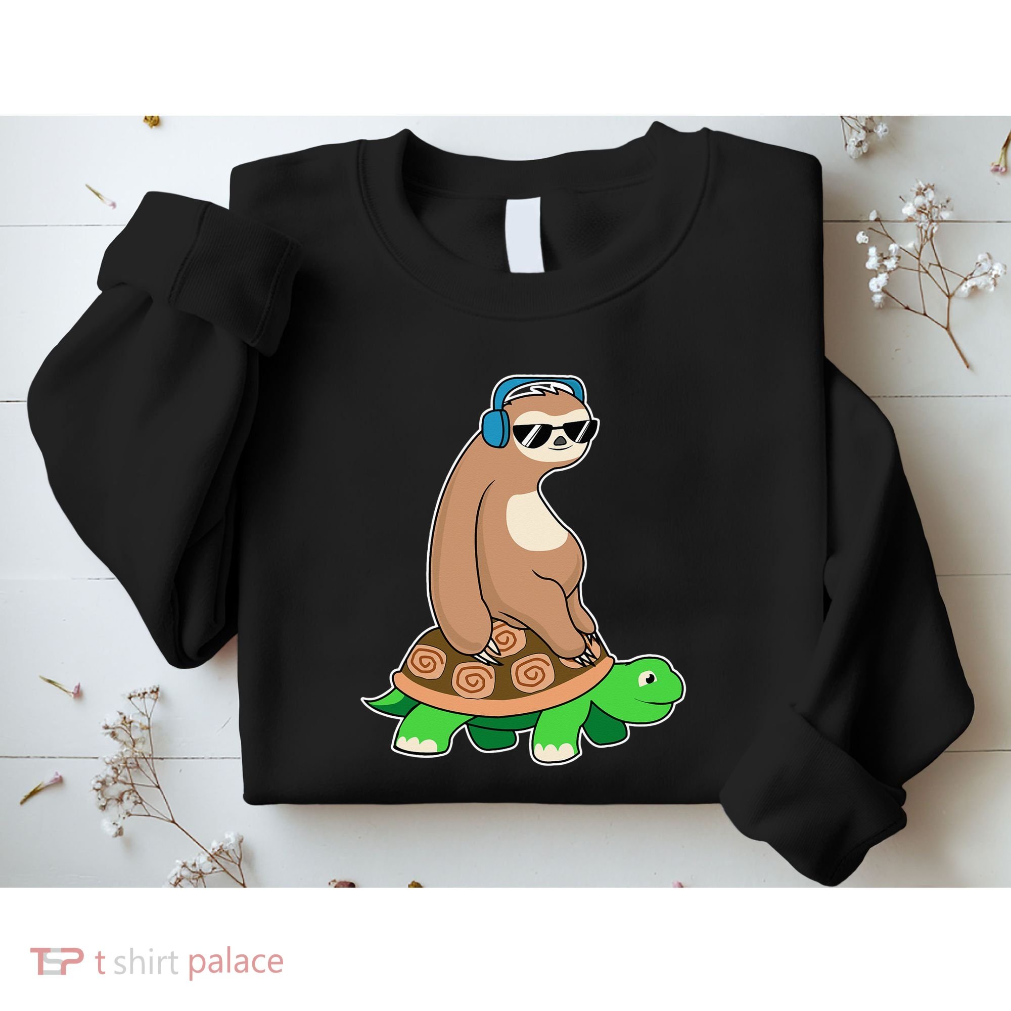 Sloth Riding Turtle Lazy Sloth Gift Sweatshirt