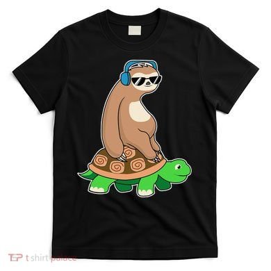 Sloth Riding Turtle Lazy Sloth Gift T-Shirt