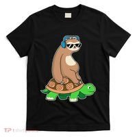Sloth Riding Turtle Lazy Sloth Gift T-Shirt thumb 0