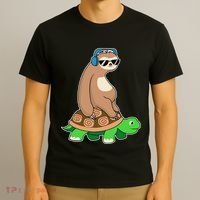 Sloth Riding Turtle Lazy Sloth Gift T-Shirt thumb 3