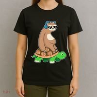 Sloth Riding Turtle Lazy Sloth Gift T-Shirt thumb 4
