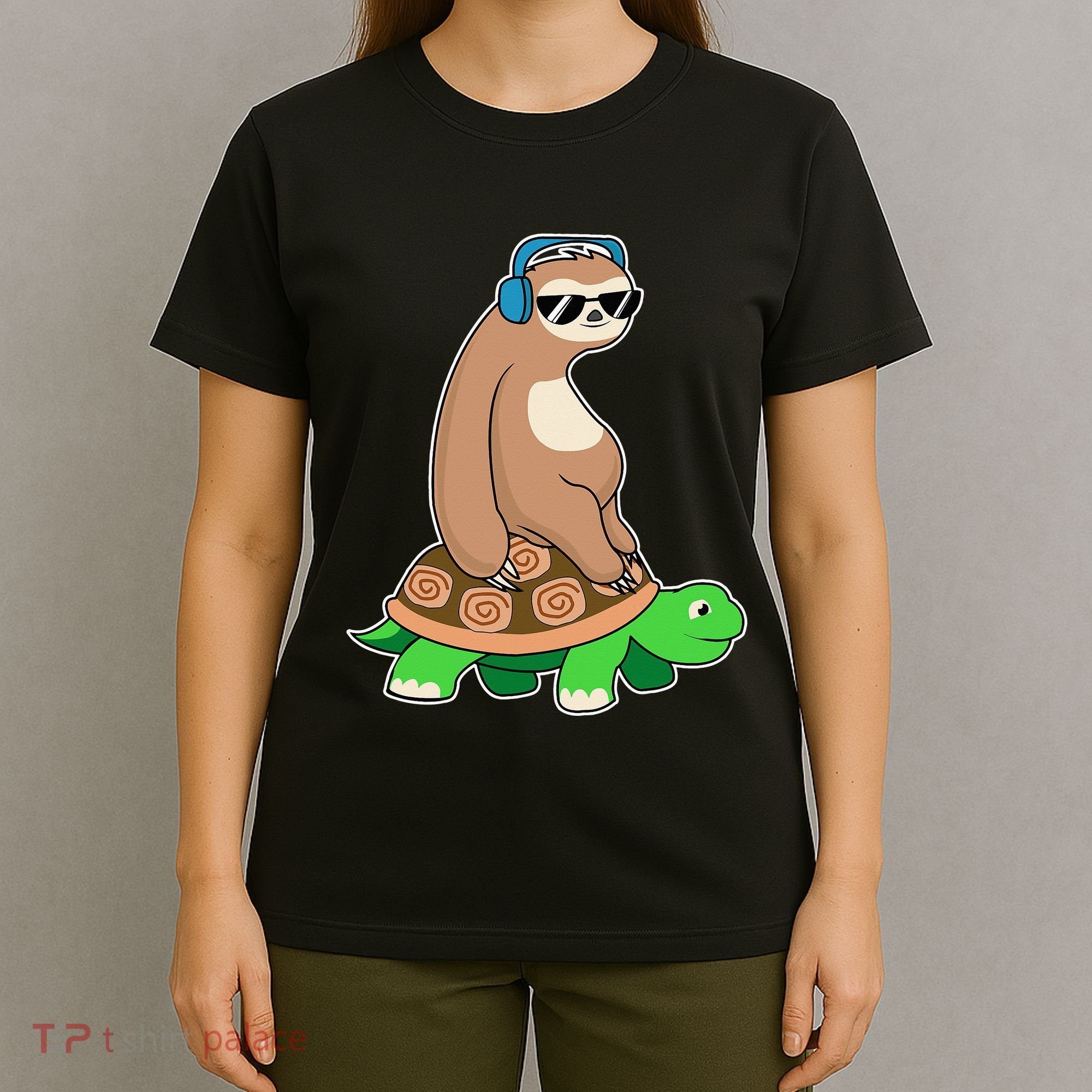 Sloth Riding Turtle Lazy Sloth Gift T-Shirt