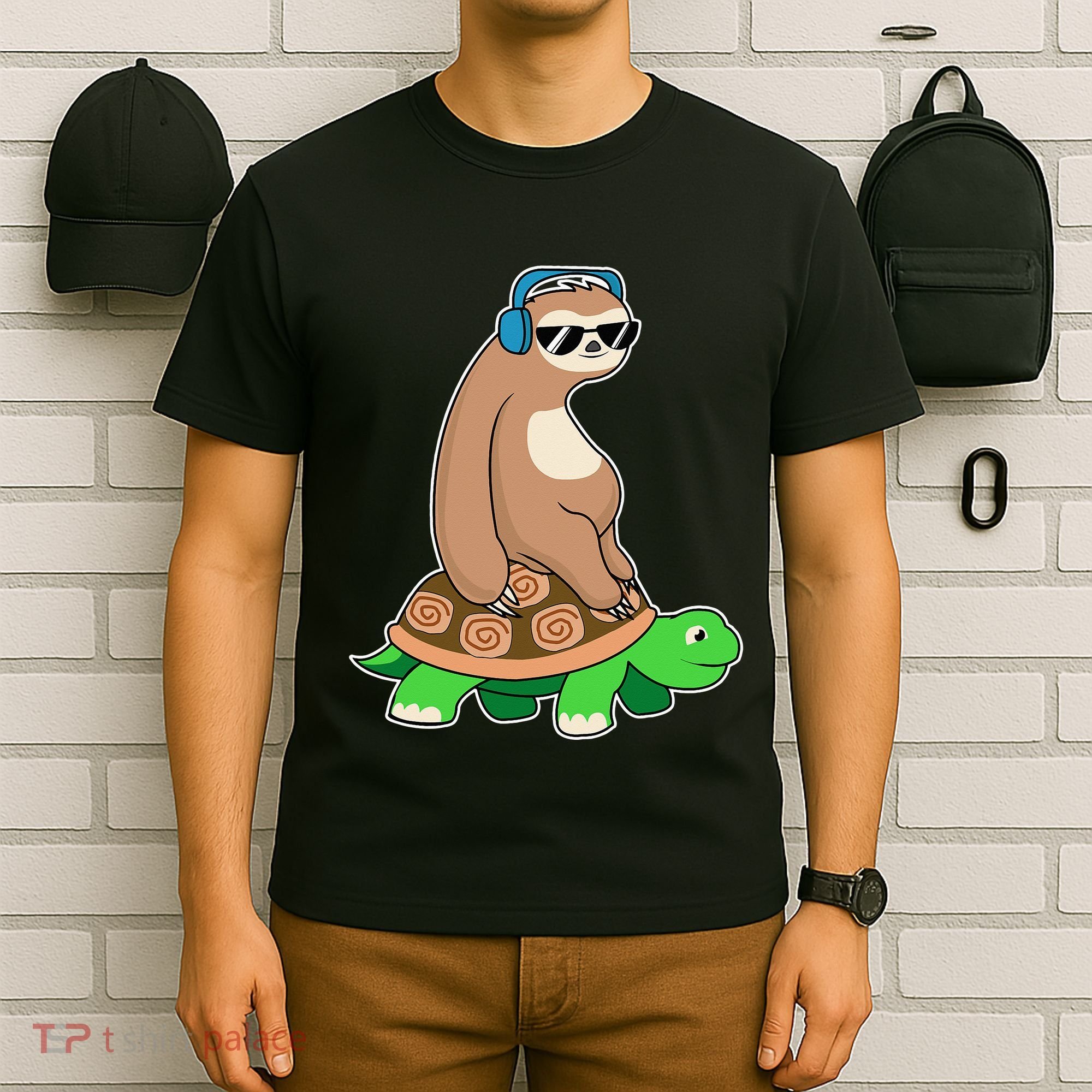 Sloth Riding Turtle Lazy Sloth Gift T-Shirt
