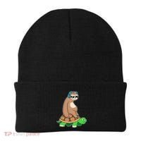 Sloth Riding Turtle Lazy Sloth Gift Beanie thumb 0