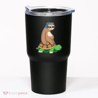 Sloth Riding Turtle Lazy Sloth Gift Tumbler thumb 0