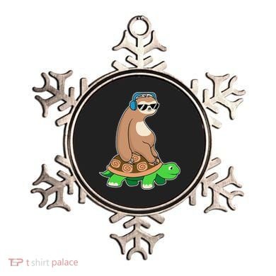 Sloth Riding Turtle Lazy Sloth Gift Ornament