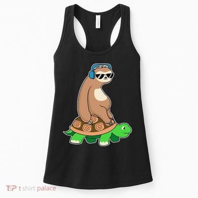 Sloth Riding Turtle Lazy Sloth Gift Women's Tank Top