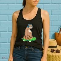 Sloth Riding Turtle Lazy Sloth Gift Women's Tank Top thumb 2