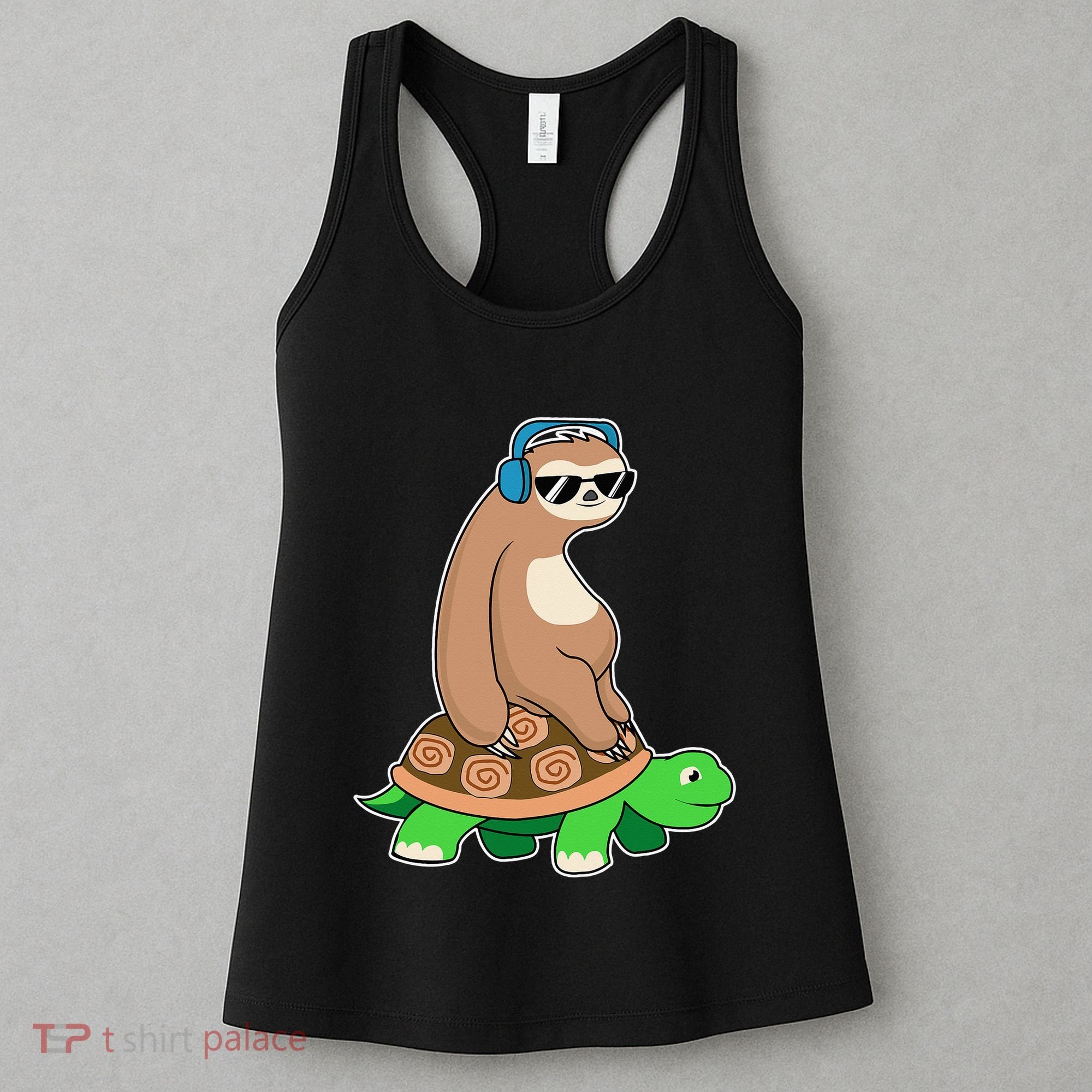 Sloth Riding Turtle Lazy Sloth Gift Women's Tank Top