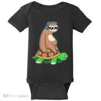 Sloth Riding Turtle Lazy Sloth Gift Baby Bodysuit thumb 0