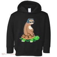 Sloth Riding Turtle Lazy Sloth Gift Toddler Hoodie thumb 0