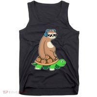 Sloth Riding Turtle Lazy Sloth Gift Tank Top thumb 0