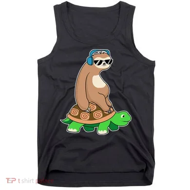 Sloth Riding Turtle Lazy Sloth Gift Tank Top